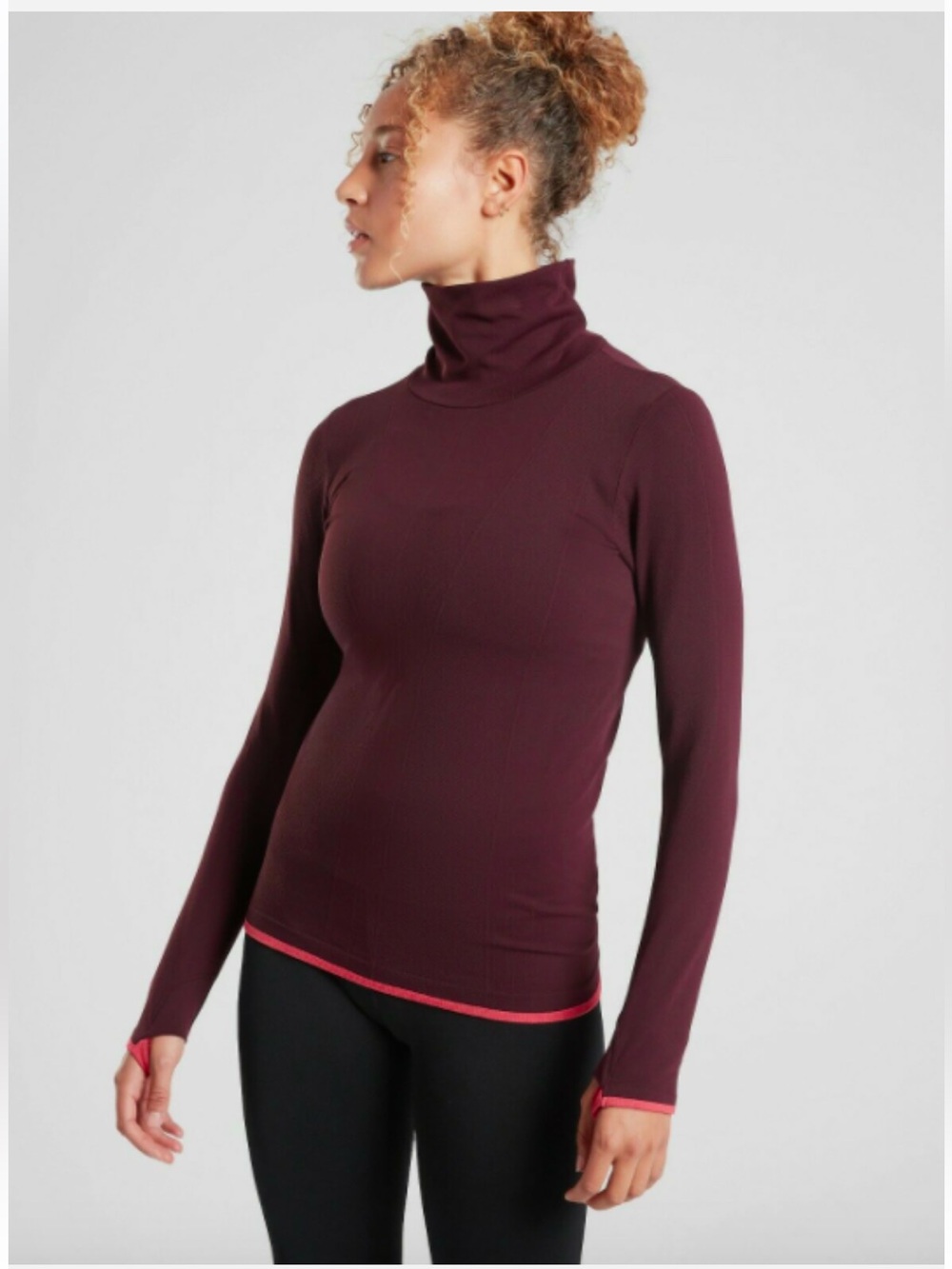 Athleta Flurry Downslope Turtle Neck Burgundy Size XS